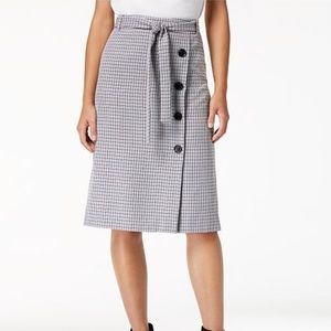 Bar lll Classic Check Pencil Skirt Button Accent